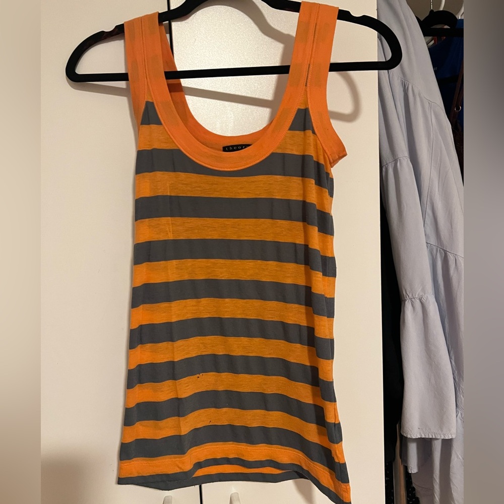 Orange and grey striped tank